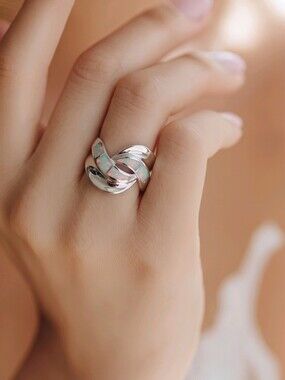 White Fire Opal Sterling Silver Gemstone Ring Sz 6